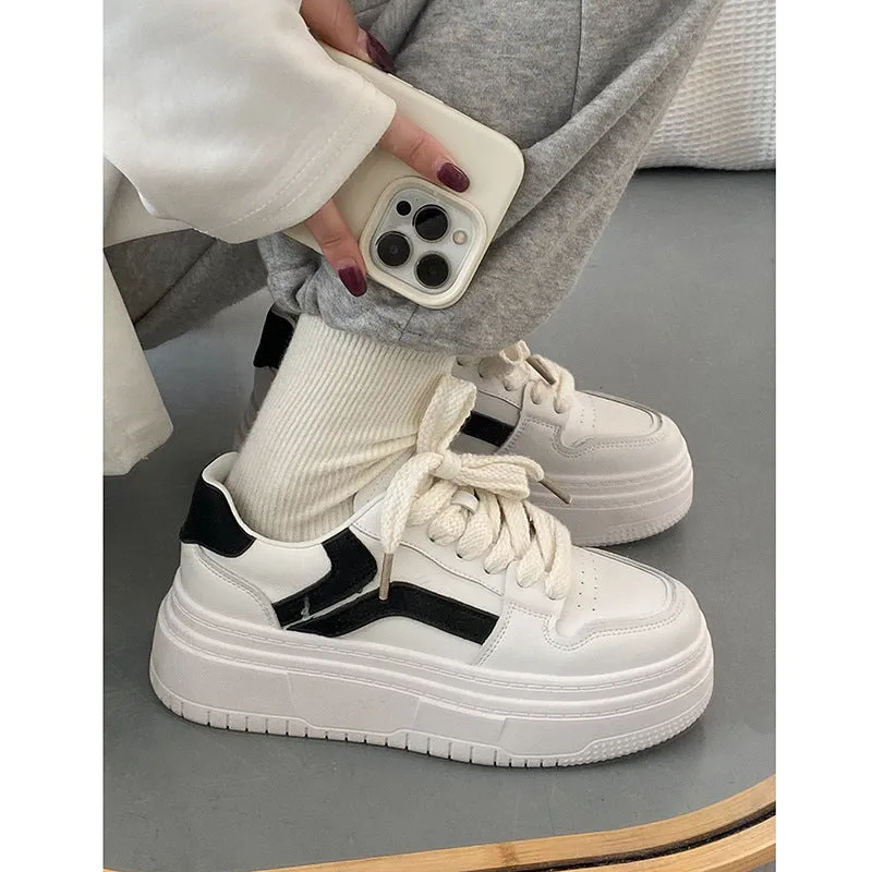 ikearlax Queen Style Platform White Shoes Women's  New Autumn Winter Retro Korean Fashion Cool Sneakers Student Sports Shoes